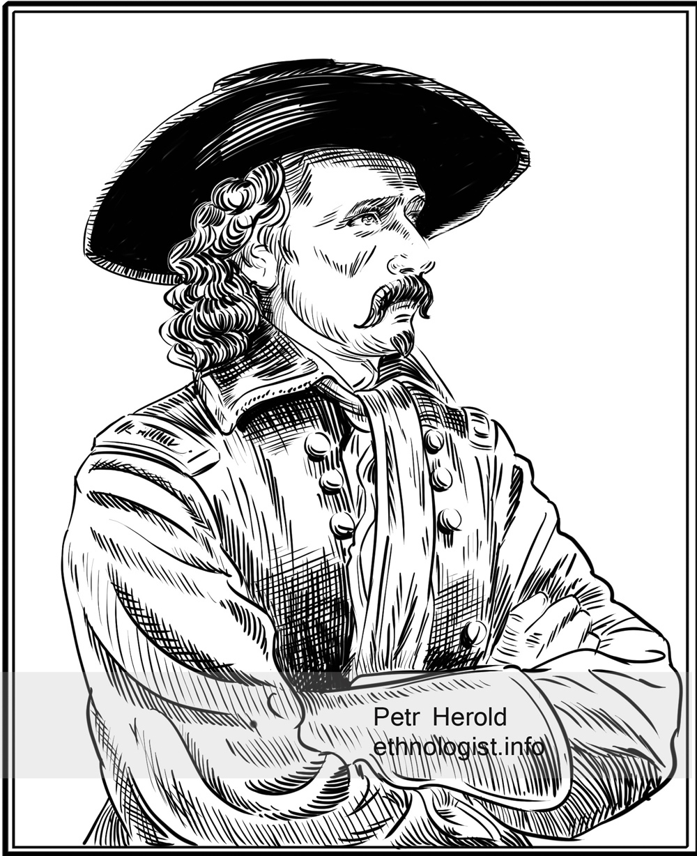 Kresba: Petr Herold Velitel 7. kavalerie George Armstrong Custer. Kresba: Petr Herold